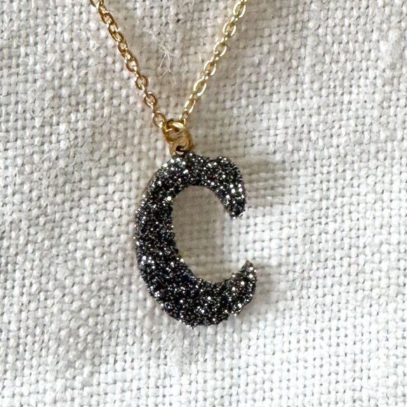 Rebecca Jewelry (Italy) Jolie Gold Alphabet Necklace with "C" in Microdiamonds - Picture 2 of 7